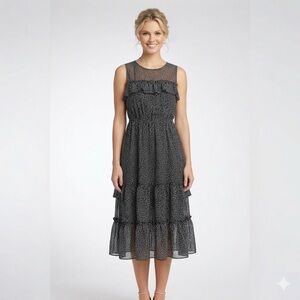 Nicole Miller Sundress Black and White Sleeveless Elastic Waist Dress Size 16